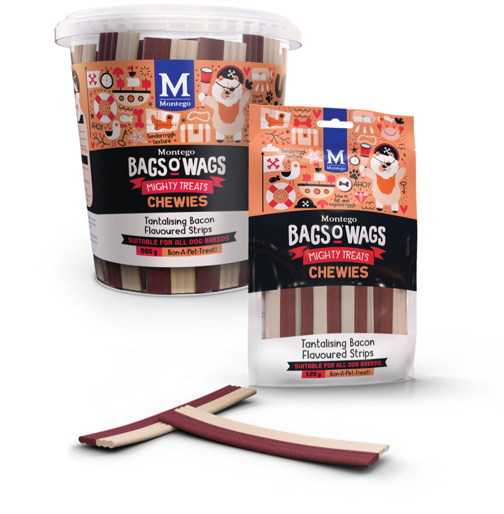 Montego Bags O' Wags Tantalising Bacon Flavoured Strips